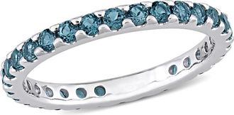 Amour 1 1/2 CT TGW London Blue Topaz Eternity Ring In 10K White Gold