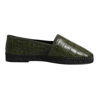 Dolce & Gabbana Groene exotische leren espadrilles instappers - Dames - Espadrilles - Groen - 44 EU - Leer - Schoenen