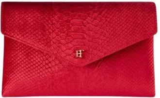 Elisabetta Franchi Tassen, Dames, Rood, ONE Size, Fluwelen Crossbody Tas met Croco Print