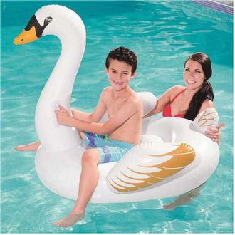 Trade Shop Trade Shop - Cigno Fashion Luxury Cavalcabile Gigante 122 X 122 Cm Bianco E Oro Isola