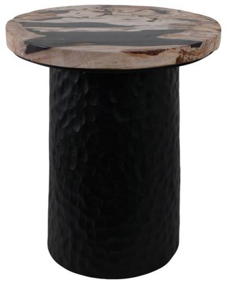 Sagebrook Home 18In Petrified Wood Top Accent Table With Dimple Base
