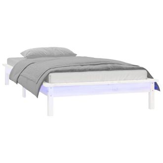 Berkfield Home LED Bed Frame White 75x190 cm Small Single Solid Wood