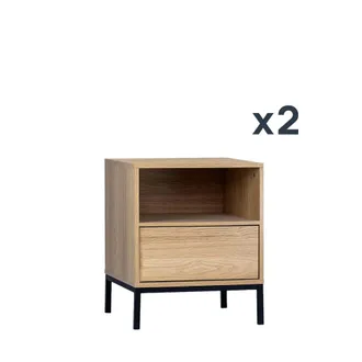 Klast Packs 2 mesitas de noche efecto madera natural 45 cm x 55 cm cm
