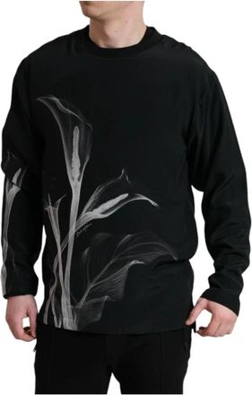 Dolce & Gabbana Zweeds met Calla Lelie Print - Heren - Longsleeves - Zwart - M - Katoen - Tops
