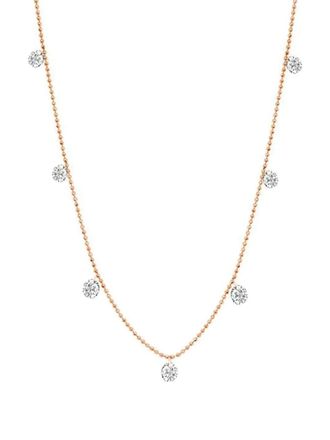 Graziela 18K rose gold small Floating diamonds necklace - Roze