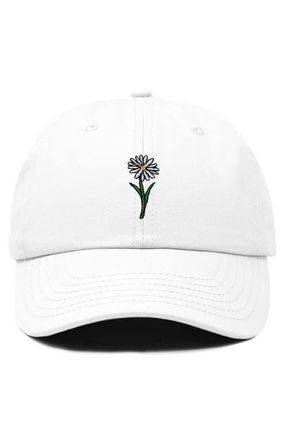 Dalix Daisy Embroidered Everyday Hat in White at Nordstrom