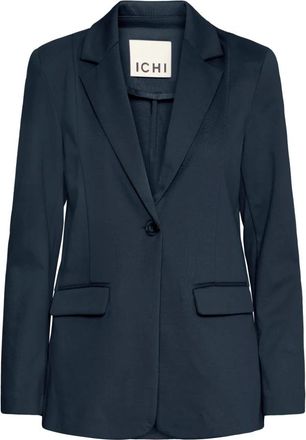Ichi Elegante Lange Blazer Total Eclipse - Dames - Blazers - Blauw - S - Leer - Jassen