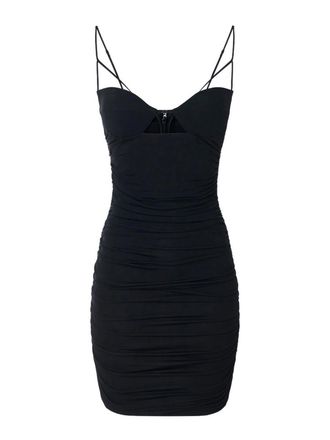 Elisabetta Franchi Black Draped Crpe Jersey Mini Dress