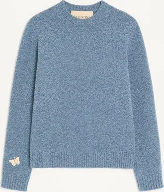 Valentino Maglia Valentino in lana moulin&eacute; con patch farfalla ricamata Uomo AVIO 3XL