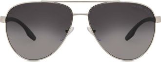 Prada PS52YS Asian Fit Polarized 1BC06G Mens Sunglasses Silver Size 61