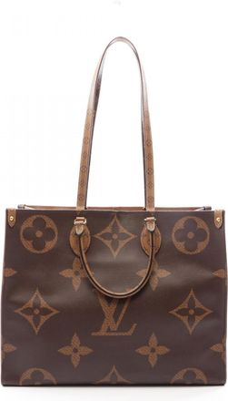 Louis Vuitton Beige Brown Coated Canvas Handbag Tote Bag (Pre-Owned)
