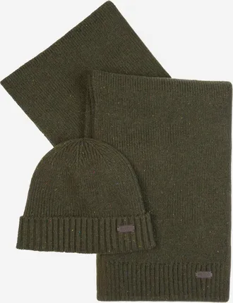 Barbour Carlton Fleck cadeauset met muts en sjaal
