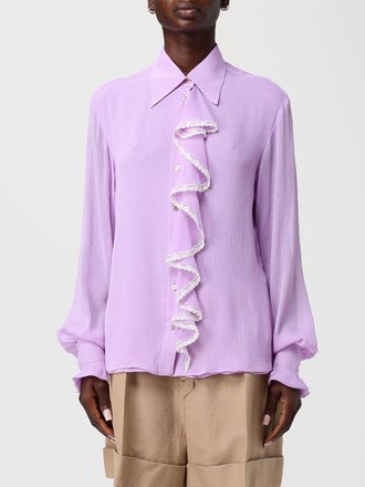 Alberta Ferretti Camicia in seta con rouches Alberta Ferretti