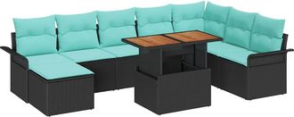 vidaXL Conjunto De Sof&aacute; De Jard&iacute;n 9 Uds. Negro Polirat&aacute;n Vidaxl