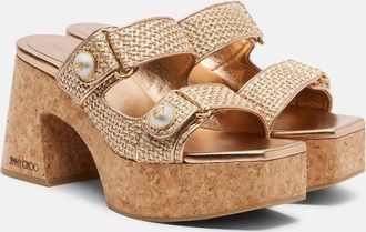 Jimmy Choo London Fayence raffia-effect platform sandals