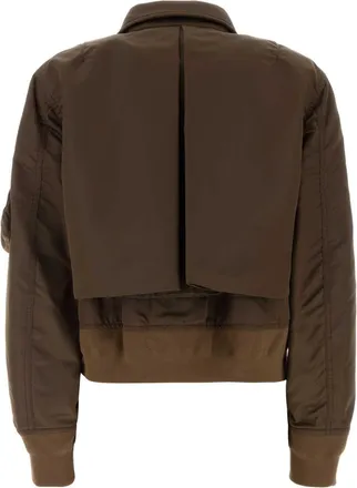 sacai Womens Brown Nylon Bomber Jacket Giubbini