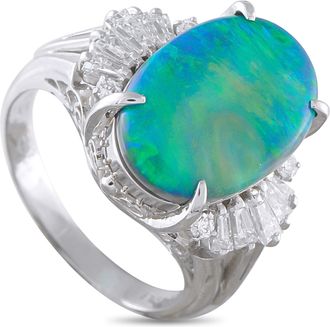 Luxury Bazaar Platinum 0.54ct Diamond and Black Opal Ring MF22-031726