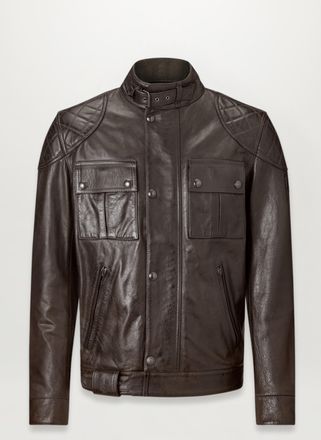 Belstaff Brooklands Motorcycle Jacket Mens Hand Waxed Leather Blackbrown Size 2XL