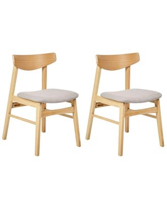 Beliani Conjunto de 2 sillas de comedor madera marr&oacute;n claro gris