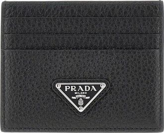 Prada Grained leather cardholder with logo Man One Size