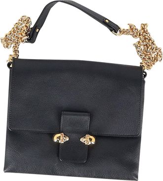 Alexander McQueen Alexander McQueen Pre-owned Womens Twin Skull Crossbody Bag in Black Leather - One Size