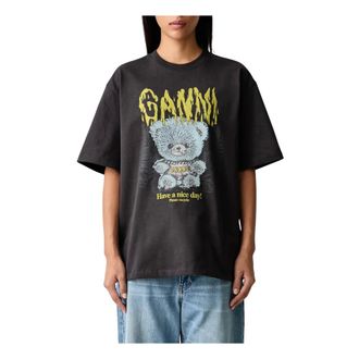 Ganni T-shirt oversize Forest Teddy - - Tops - Donna - Grigio - S