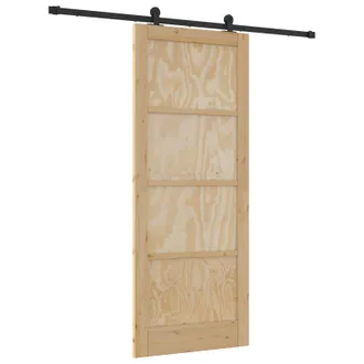 vidaXL Puerta Corredera Natural Y Negro 86 X 211 Cm Vidaxl