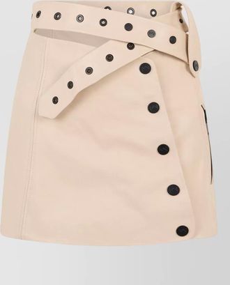 The Mannei high waisted leather skirt gathered belt