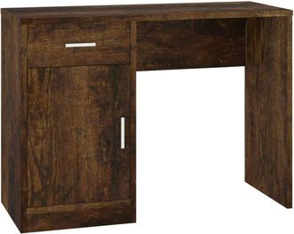 vidaXL Vidaxl - Desk with Drawer&Cabinet Smoked Oak 100x40x73 cm Engineered Wood