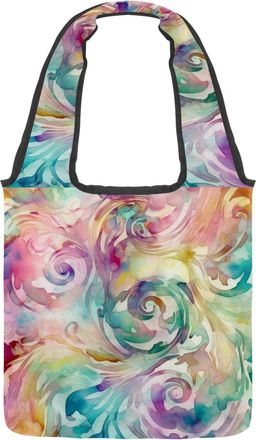 Generic Artistic Mysterious Abstract Swirls Pattern Reversible Canvas Shoulder Tote - Double-Sided Print, 12oz Cotton, 27cm Drop, Fold-Flat Bag for Travel, Sh