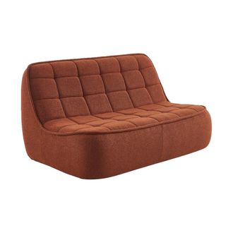Sweeek Sof&aacute; envasado al vac&iacute;o de borreguito texturizado, 2 plazas, terracota
