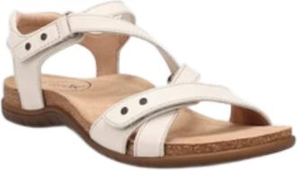 Taos Womens Grand Z Flat Leather Sandals In Off White