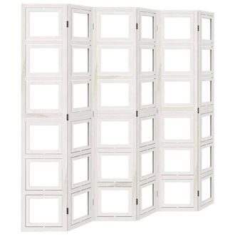 Berkfield Home Room Divider 6 Panels White Solid Wood Paulownia