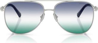 Tiffany & Co. 59mm Pilot Sunglasses in Silver /Gradient Green Blue at Nordstrom