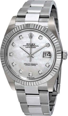 Rolex Datejust 41 Automatic White Mother of Pearl Diamond Dial Mens Watch 126334MDO