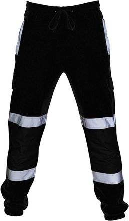 Generic Hi Vis Trousers Mens Lightweight Outdoor Reflective Safety Pants Elasticated Waistband Hi Viz Jogging Bottoms Sweat Pants Work Trousers Workwear 02-Bl