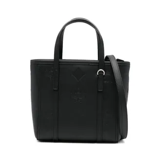 MCM Tote Bags, female, Black, Size: ONE SIZE Logo-Embossed Tote Bag