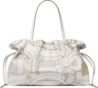 Tory Burch Ella Print Drawstring Tote in The Pool Beige at Nordstrom