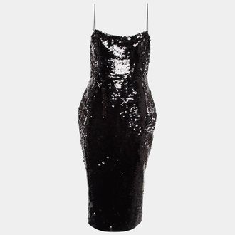 Alex Perry Black Sequin Sleeveless Dress