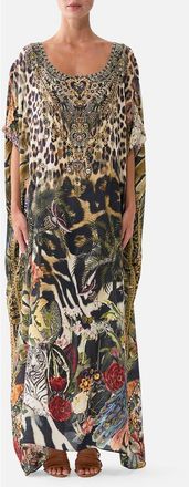 Camilla Round Neck Kaftan in Leotigra Land at Nordstrom