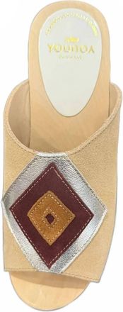 YouYou Womens Velvet Leather Yato Sandals In Desert