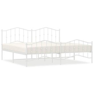 Berkfield Home Metal Bed Frame with Headboard & Footboard White 193x203 cm