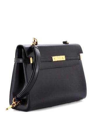 Saint Laurent Manhattan Top Handle Flap Bag Canvas with Leather Medium satchel - Black