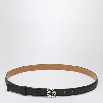 Loewe Black/palladium grained leather Anagram belt