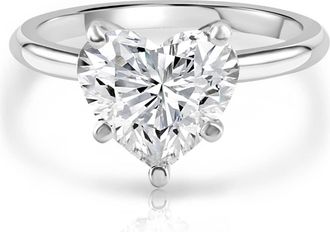 Pompeii3 3Ct White Gold Certified Lab Grown Heart Cut Diamond Engagement Ring (G/VS2) Size: 6.5