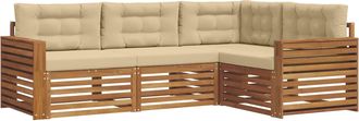 vidaXL Conjunto De Sof&aacute;s De Exterior 4 Uds. Natural Y Beige Vidaxl