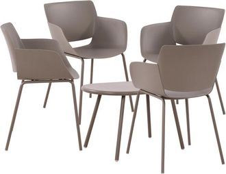 Clp Grupo De Asientos Velvena Gris Topo 4 Sillas