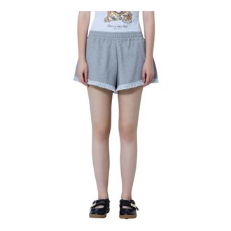 Ganni Shorts Isoli con Volant - - Shorts - Donna - Grigio - M