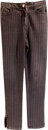Chanel Grey Pinstripe Straight-Leg Jeans Size 36