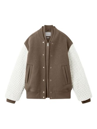 Axel Arigato embroidered-logo bomber jacket - men - Microfibre/Wool/Polyester - M - Brown